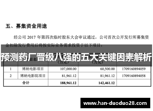 预测药厂晋级八强的五大关键因素解析